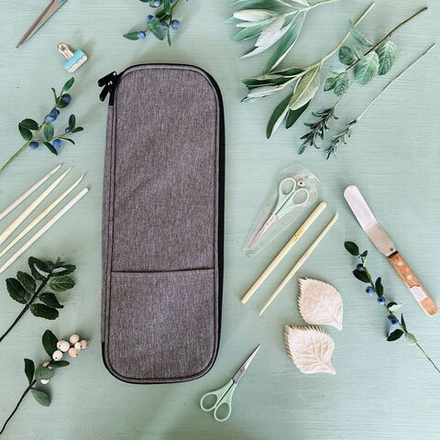 Органайзер пенал для проволоки, спиц, стеков и других инструментов для рукоделия (серый, на молнии)