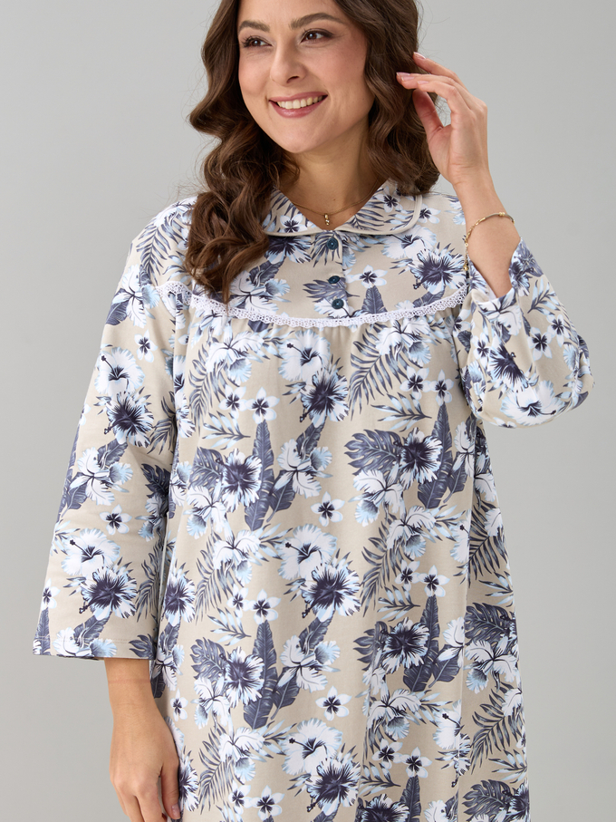 Ночная сорочка С-013/бежевый-тропическиецветы