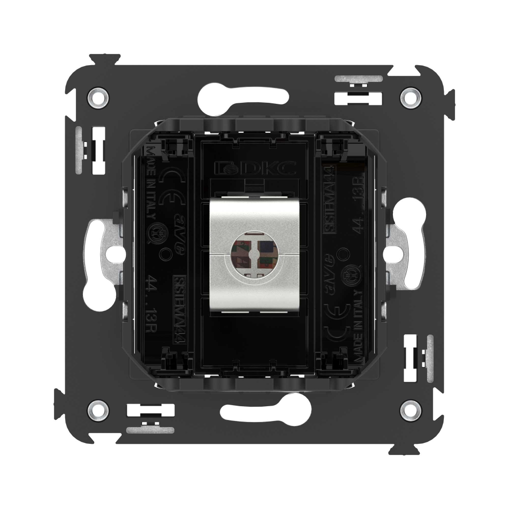 Компьютерная розетка RJ-45 без шторки в стену, кат.5e одинарная экранированная, "Avanti", "Черный квадрат"