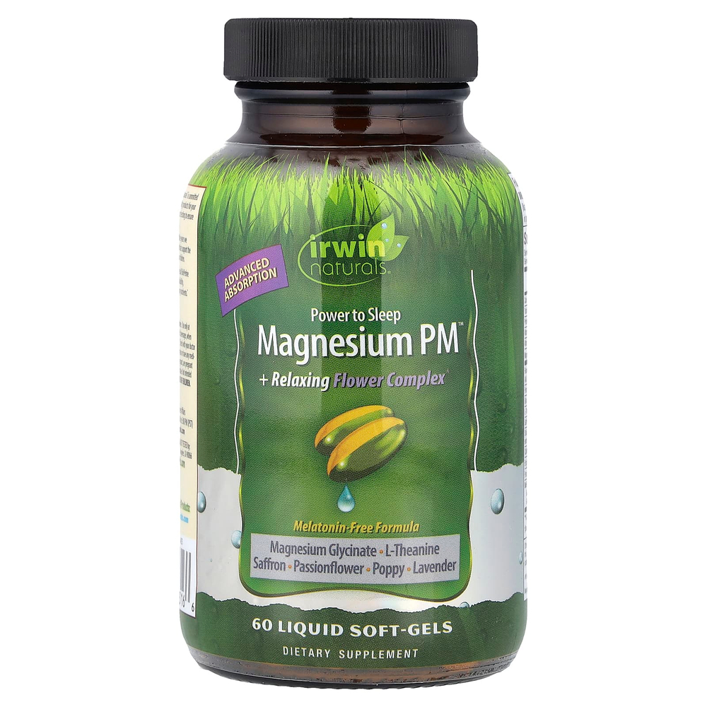 Irwin Naturals, магний PM™ и расслабляющий цветочный комплекс, 60 капсул с жидкостью