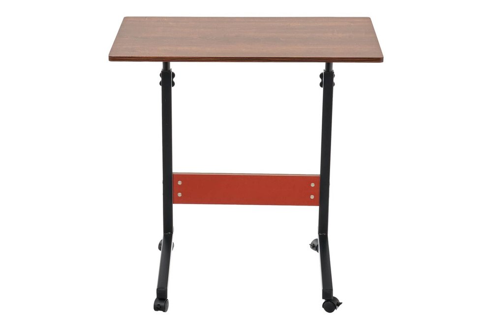 Стол многофункциональный на колесах, 60x40 см, «РОЛЛ», 2 ножки, регул.высота, мдф, металл, тёмн. дерево, черный