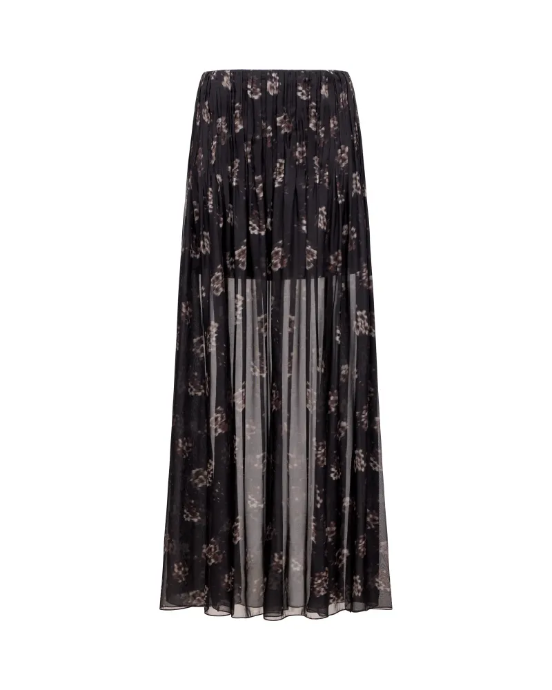 Iya, юбка макси из черного шифона со средним цветочным принтом