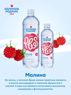 Вода Калинов Родник Плюс со вкусом Малины, негазированная 1 л