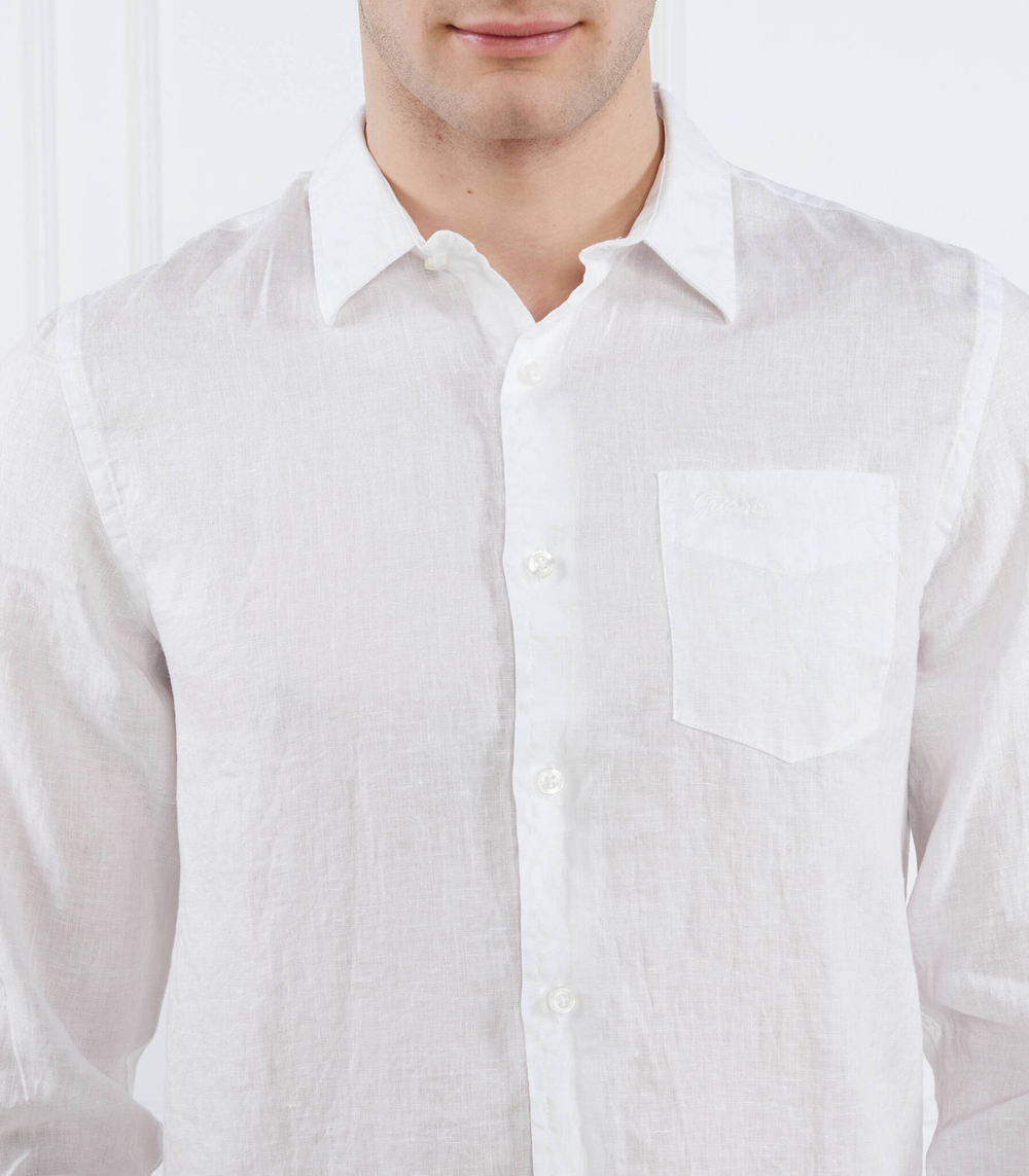 Льняная рубашка LS ISLAND GUESS - белый(M2YH44 WERX0)