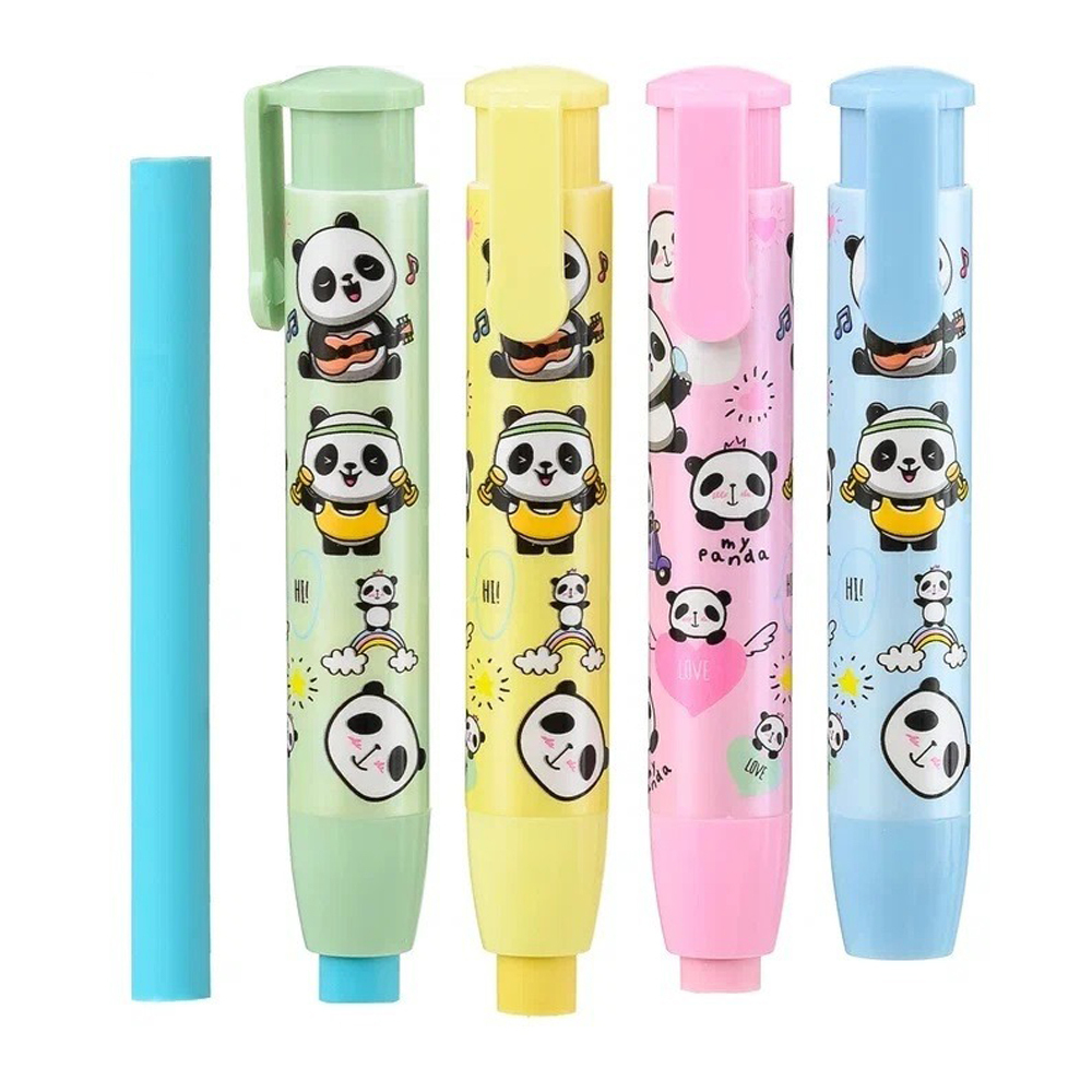 Ластик Basir, выдвижной автоматический, серия "Панда", цветной корпус с рисунком пандами