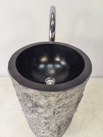 Раковина напольная из андезита Pedestal Black Marmo MN-65921 40х40х90 из натурального камня