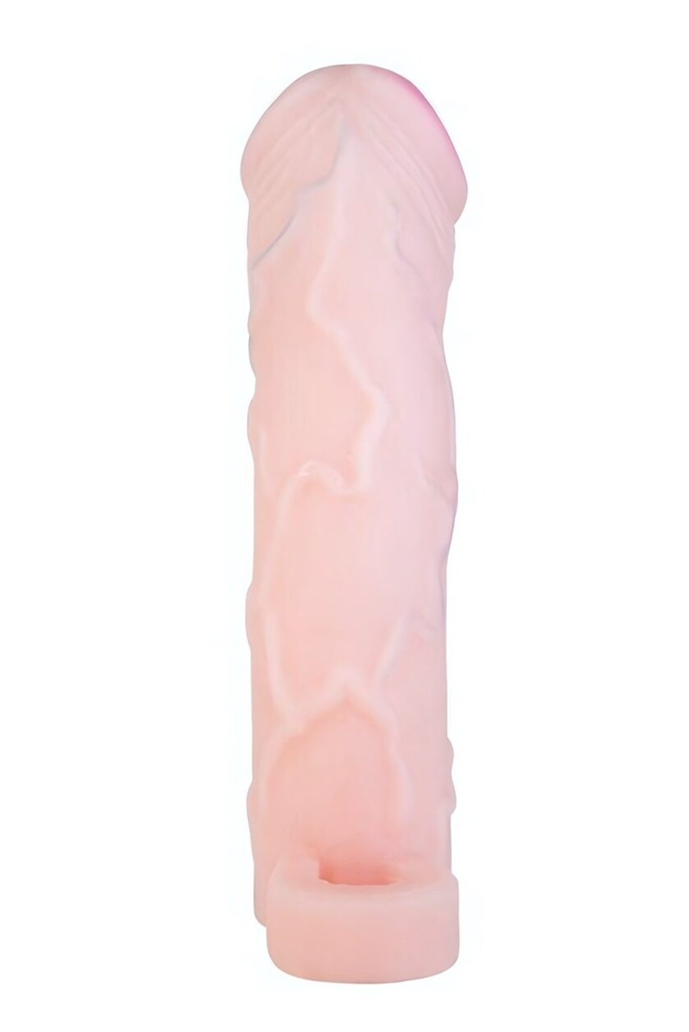 Реалистичная насадка с кольцом для мошонки Penis Extension With a Locking Ring #4 Extra Large +5 см. (Цвет: телесный)