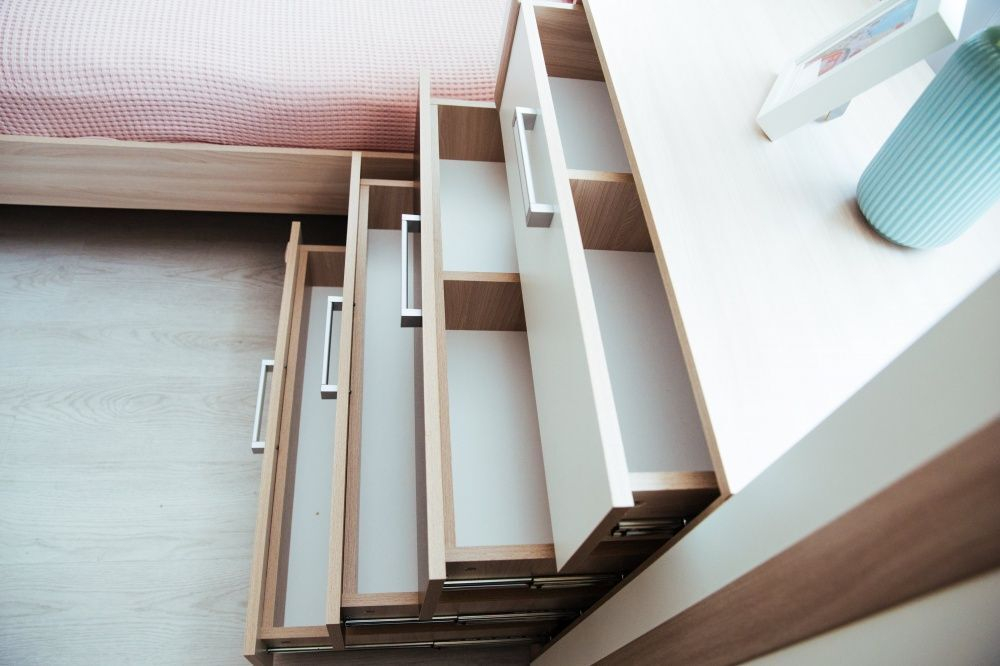 Комод для одежды с ящиками Ясень шимо светлый/Белый/Арабика 83х85,6х51,5 см