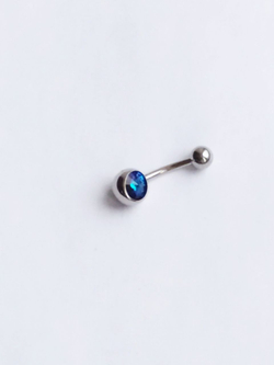 Банан для пупка, 1,6 х 10 мм, с камнем-конусом, сине-фиолетовый