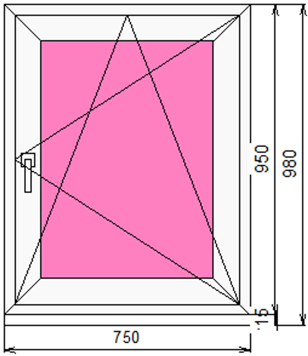 Пластиковое окно 950 х 750 ТермА Эко с поворотно-откидной створкой