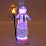 Фигурка с подсветкой «Снеговик с фонарем» 27 см, серебро