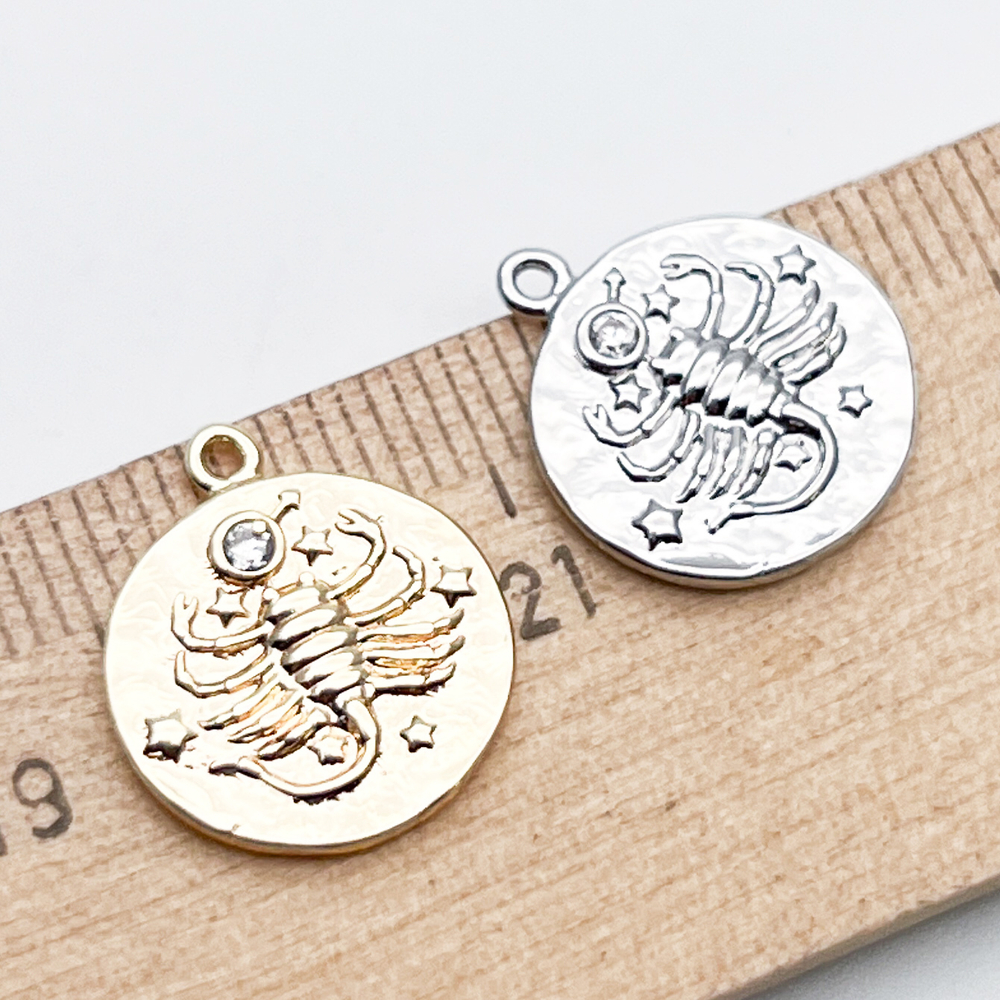 Подвеска Знак Зодиака Скорпион, цвет серебро, фианит, размер 16*14 мм, цена за 1 шт