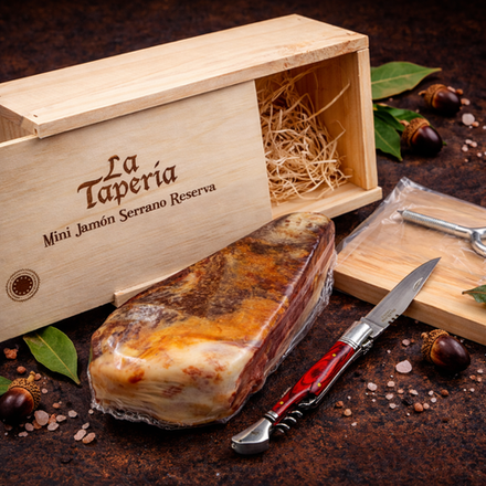 Подарочный набор хамона в ящике Серрано RESERVA (LA TAPERIA)