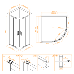 Душевой уголок RGW CL-54B (Прозрачное, 900x900)