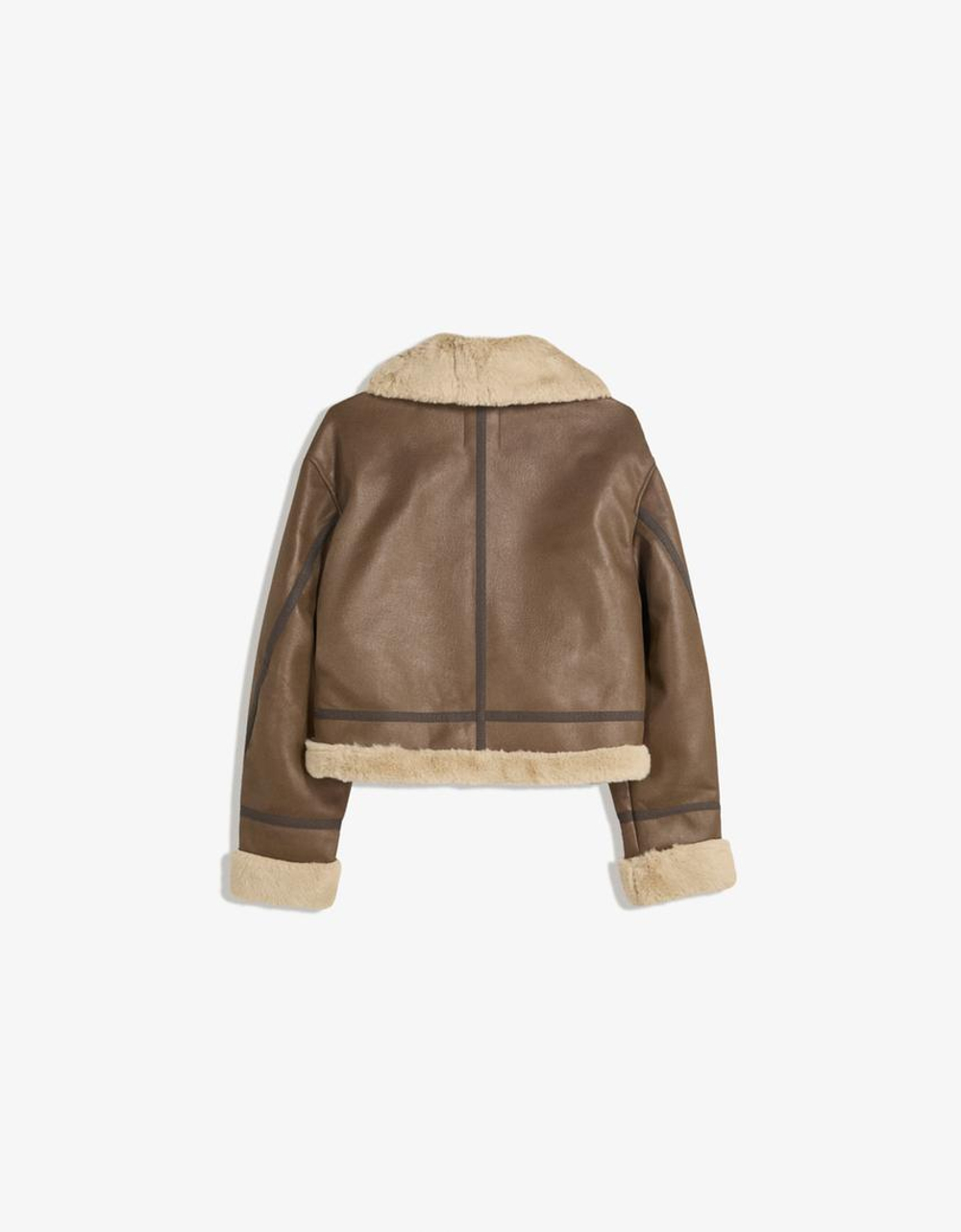 BERSHKA Куртка-дублена, коричневый