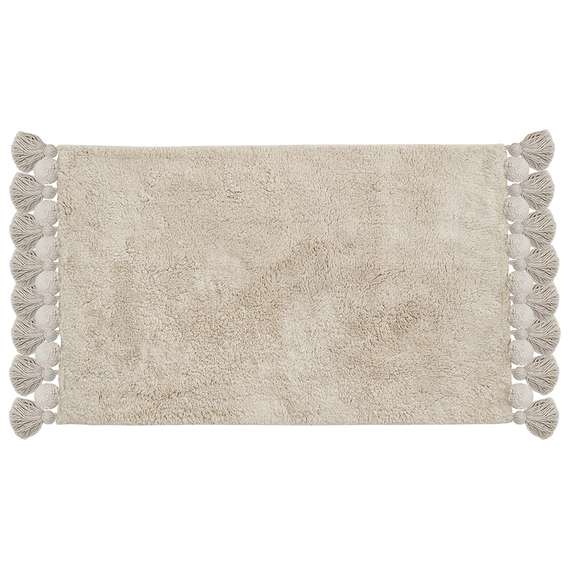 Коврик для ванной ворсовый с кисточками светло-серого цвета из коллекции essential, 50х80 см