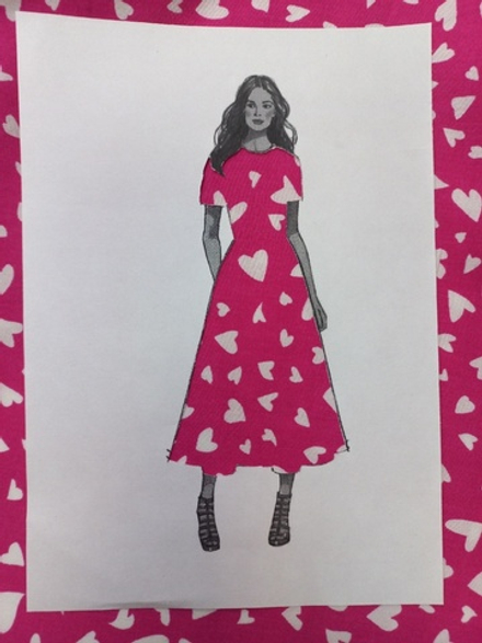 Штапель Сердечки на розовом/вискоза