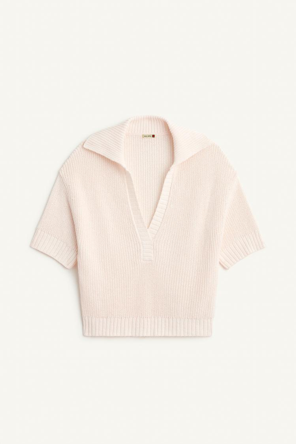 ZARA ТРИКОТАЖНАЯ РУБАШКА-ПОЛО, СВЕТЛО-БЕЖЕВЫЙ