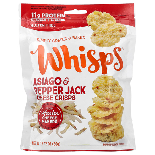 Whisps, чипсы с сыром, азиаго и перцем, 60 г (2,12 унции)