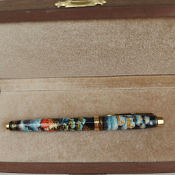 Ручка с ручной росписью Палех "Сказочная тройка" в футляре