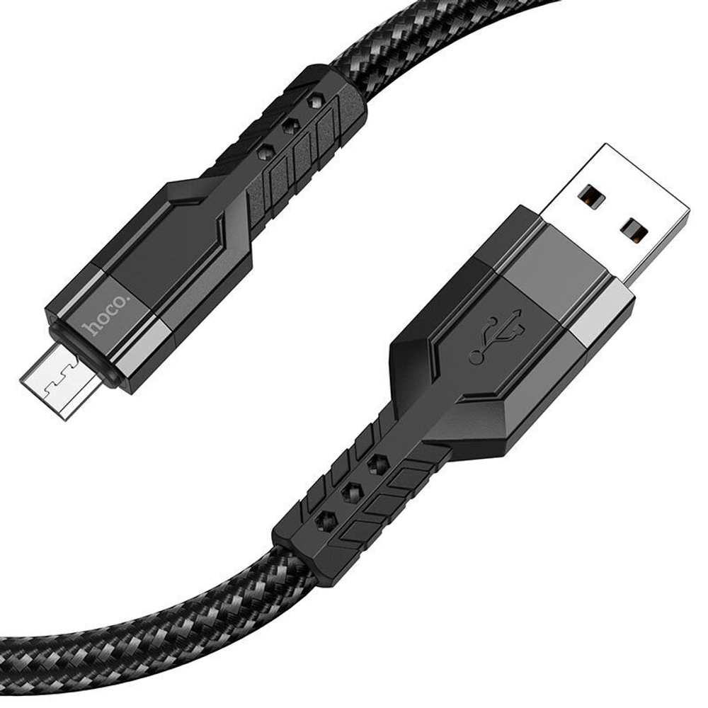 Кабель HOCO U110 USB-microUSB 2.4A 1.2м Braided Black
