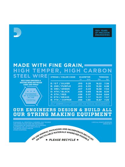 Струны для 7-струнной электрогитары 10-59 D'ADDARIO EXL110-7