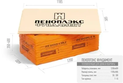 1 шт. Экструзионный пенополистирол XPS ПЕНОПЛЭКС ФУНДАМЕНТ 1185х585х50 мм