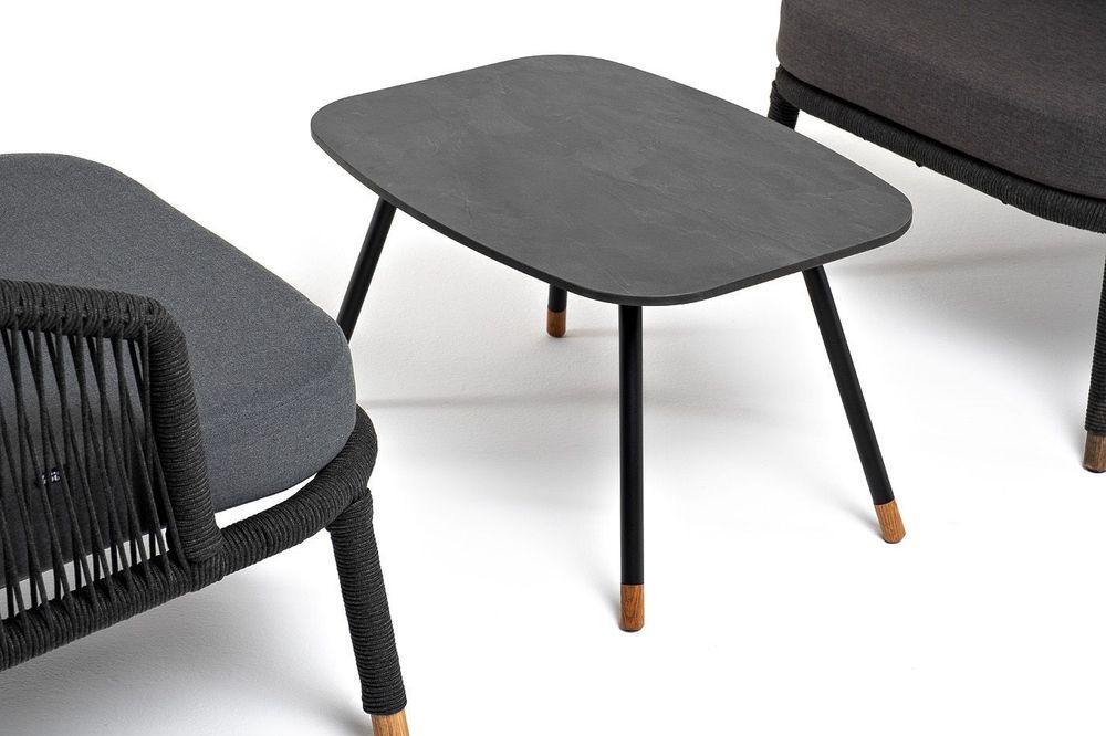 "Верона" лаунж-зона 5-местная плетеная из роупа (веревки), каркас алюминиевый темно-серый, роуп темно-серый