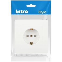Розетка Intro Style 7-206-01 с заземлением 2P+E Schuko со шторками, 16А-250В, IP20, СУ, белый
