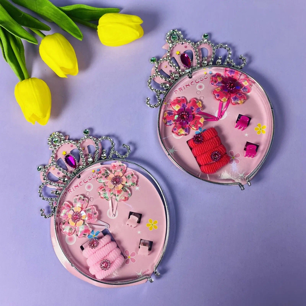 Набор аксессуаров для волос детский «The princess- Лейла», микс 3 цвета (ободок, 4 резинки, 2 заколки,2 краба), 14*22 см