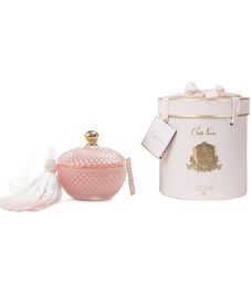 Букет пионов, круглая розовая свеча Арт-деко с кисточкой, Cote Noire