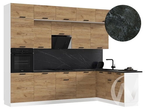 Кухня Рио NEW ЛДСП 3;0х1;8м (белый/дуб крафт/кастилло темный) Компоновка №5