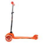 Самокат трехколесный, колеса PVC со светом 110мм, оранжевый, размер 52х10,5см, ручка металл.съемная