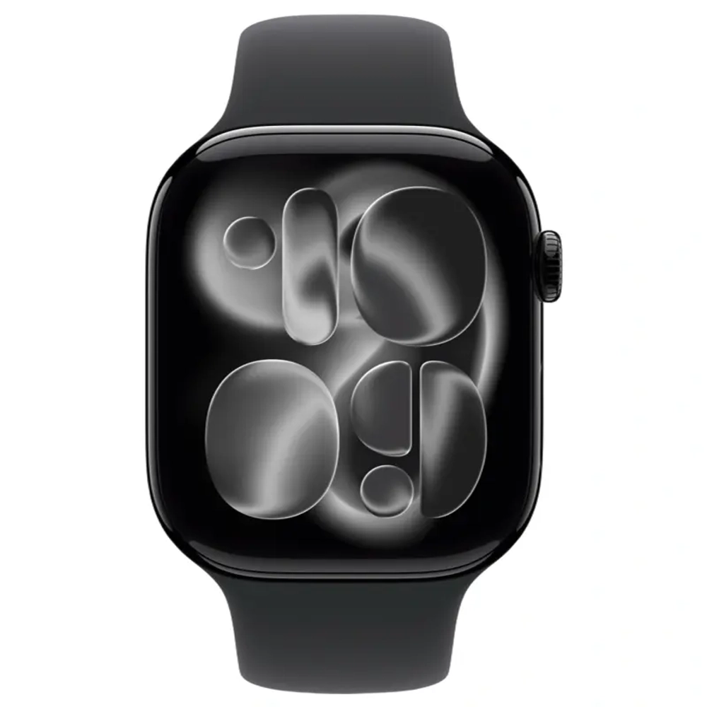 Умные часы Apple Watch Series 11, 42 мм, алюминий цвета «Jet Black», спортивный ремешок "Black", M/L (MEQU4)