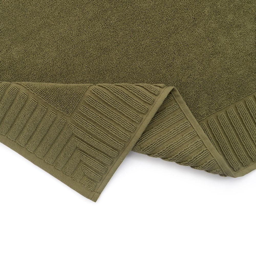 Коврик для ванной с фактурным бортиком оливкового цвета из коллекции Essential, 50х80 см