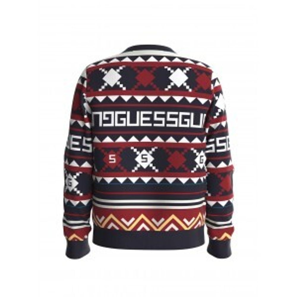 Свитшот GUESS Синий/Красный/Бежевый/Белый/Орнамент Мальчик