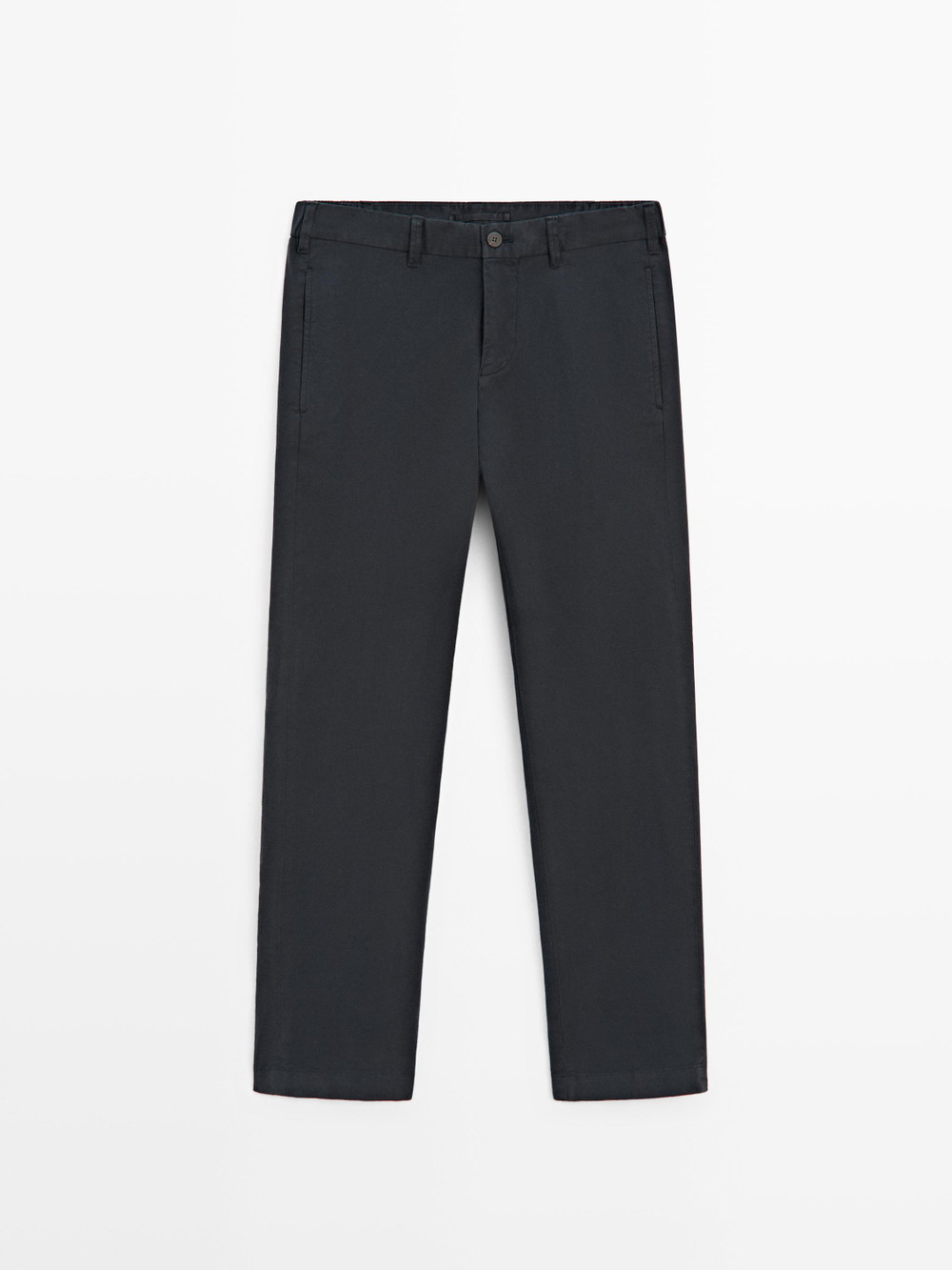 Massimo Dutti Зауженные брюки из смесовой хлопковой ткани, темно-синий