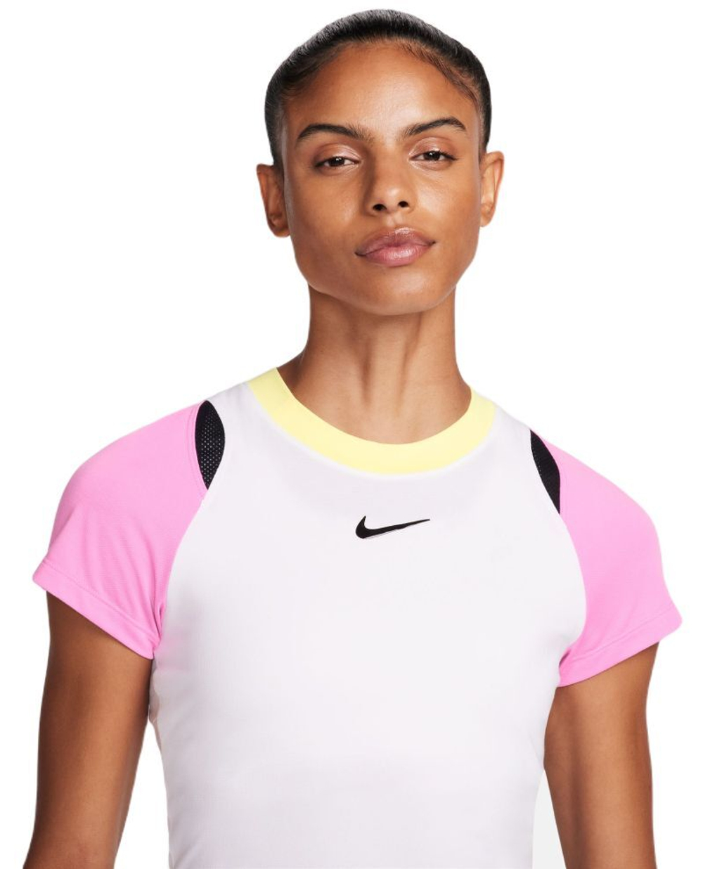 Женская теннисная футболка Nike Court Dri-Fit Advantage Top - white/playful pink/black/black