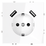 Розетка встраиваемая VOLTUM S70 с заземлением и защитными шторками, 16А, с USB, A+A, (белый глянцевы