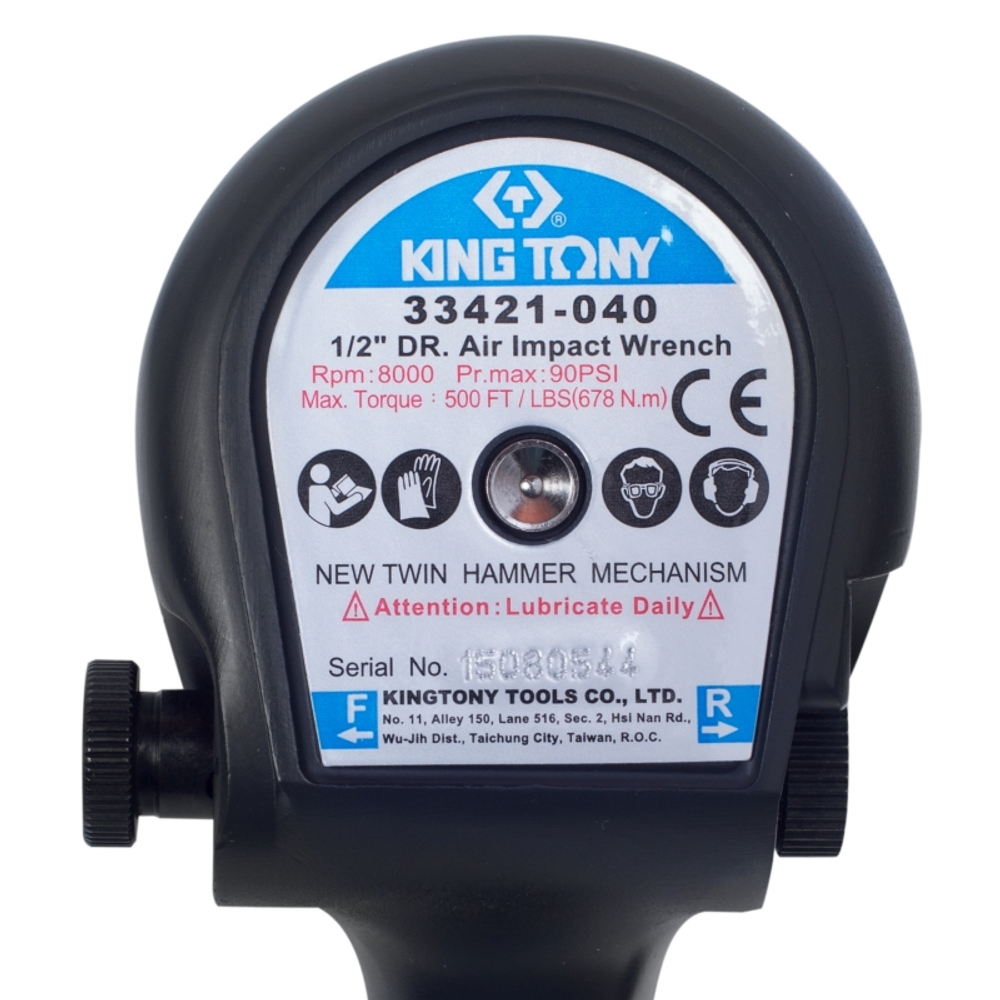 KING TONY (P33421-040B) Гайковерт пневматический ударный 1/2", 678 Нм, в комплекте 3 ударные головки