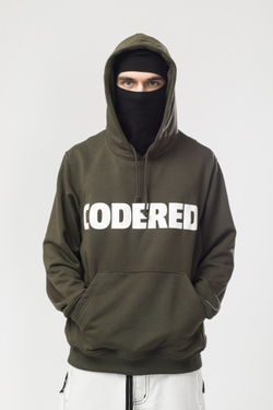 Толстовка CODERED Base Hoodie Wide Summer Logo R Болотный/Белый принт CODERED