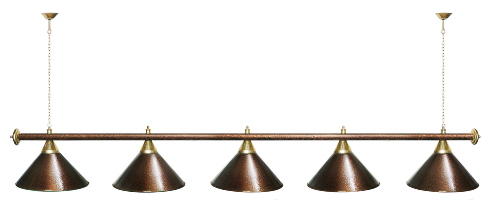 Лампа STARTBILLIARDS 5 пл. (плафоны зеленые,штанга зеленая,фурнитура золото)