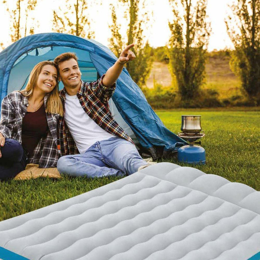 Мaтрас нaдувной Intex 67999 Camping 193х127х17 см / Матрас надувной Интекс двухместный велюровый в палатку для кемпинга и туризма