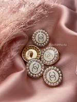 Пуговицы Шан. теплая белая эмаль золото жемчуг 20 мм
