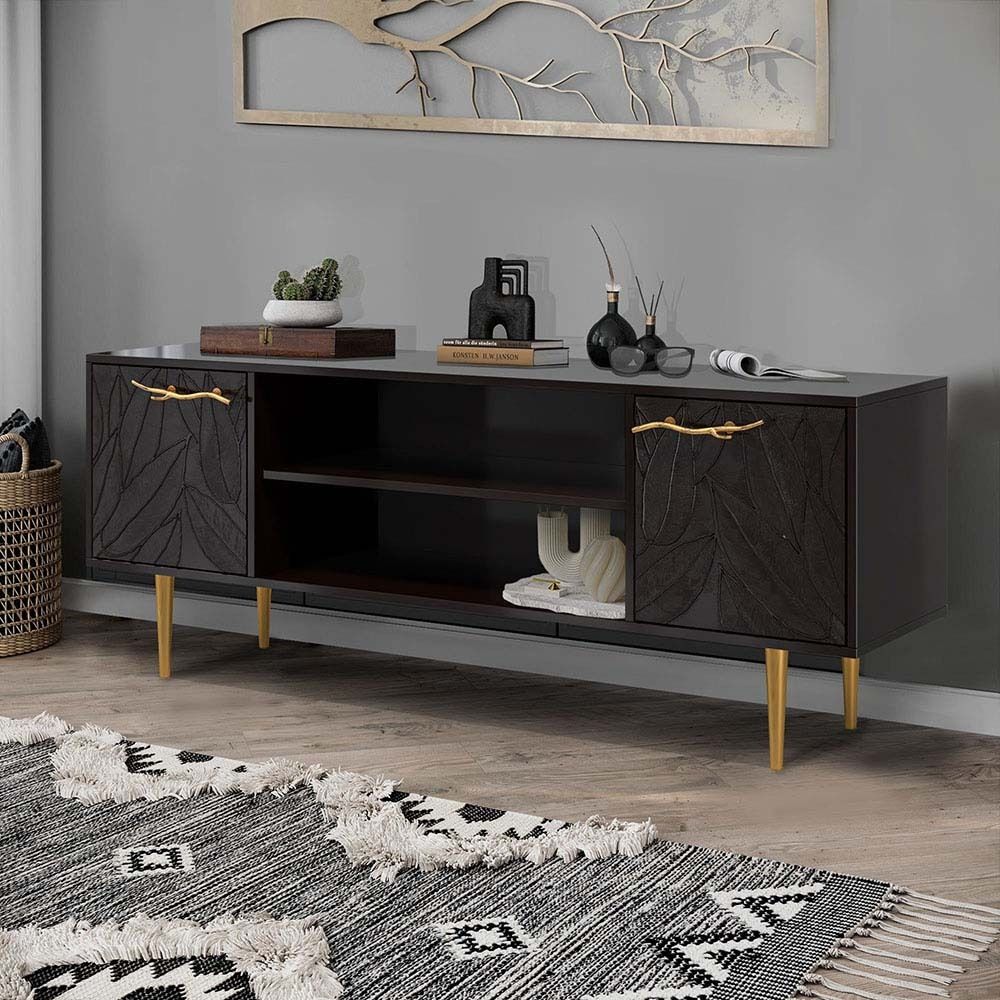 Тумба под ТВ Арт Колор leaves 155см Стайл Голд Терпкий коричневый