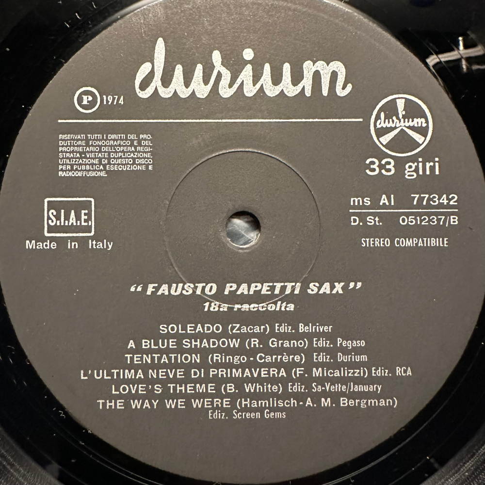 Fausto Papetti - 18a Raccolta (Италия 1974г.)