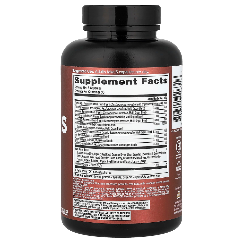 Ancient Nutrition, Смесь для органов, 180 капсул