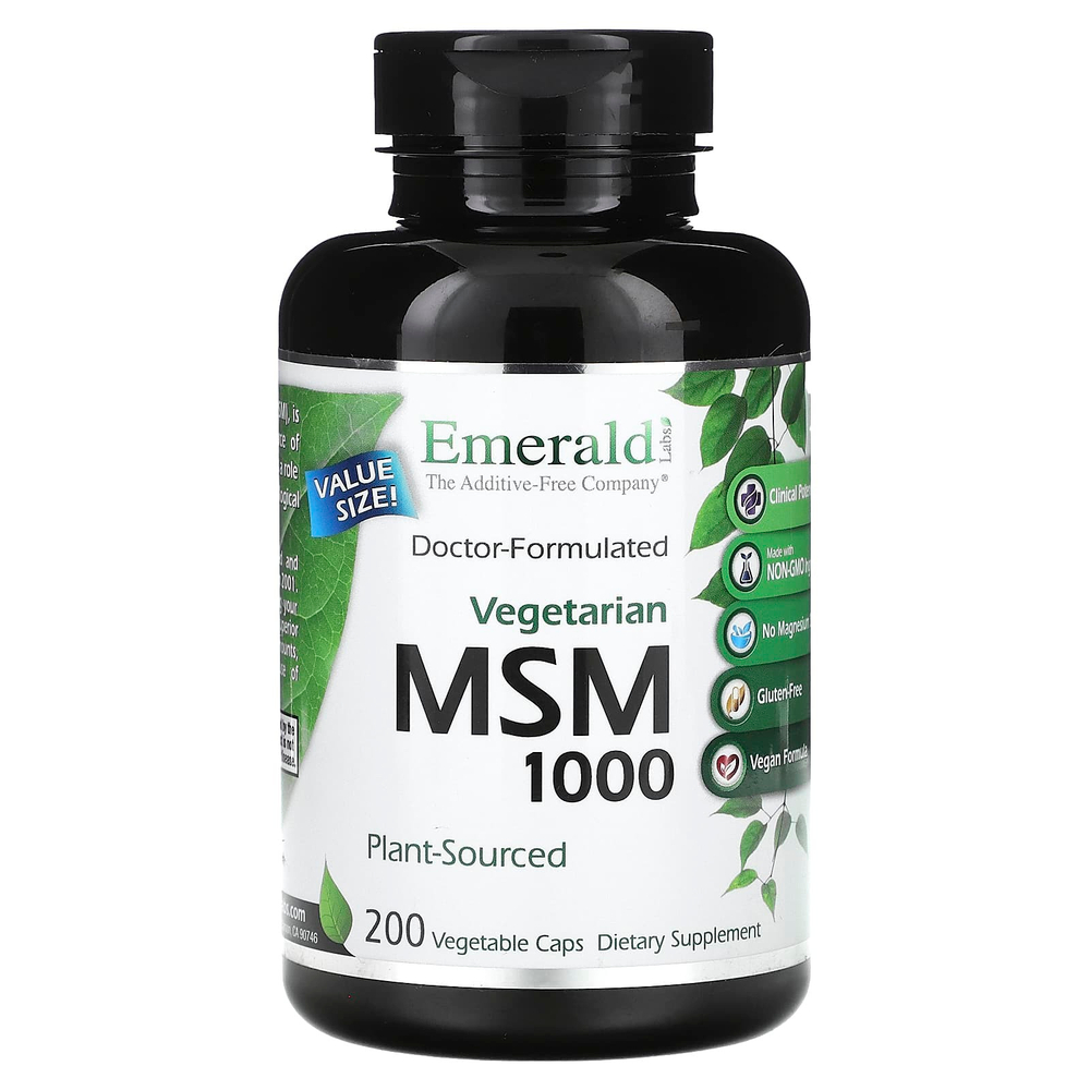 Emerald Laboratories, МСМ 1000, 200 растительных капсул (1000 мг в капсуле)