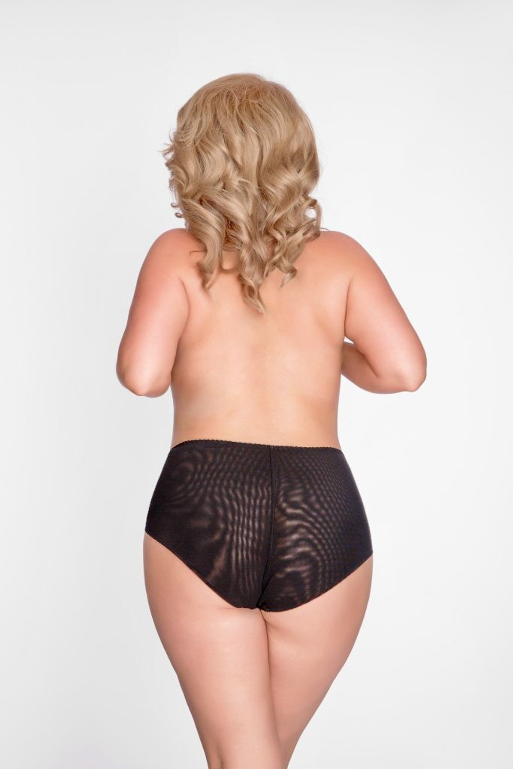 Женские трусики-слип с высокой линией талии из кружева и эластичной сетки (Размер: XXXL) (Цвет: черный)