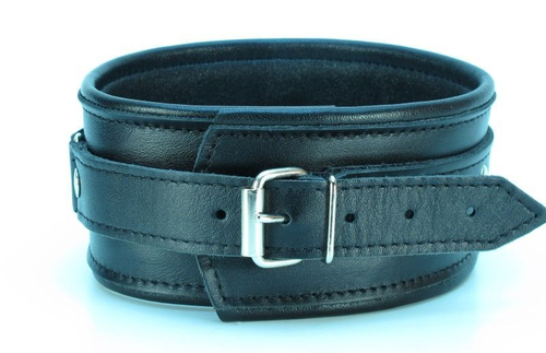 Ошейник БДСМ Арсенал черный кожаный, ширина 6 см